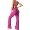 imageYEOREO Women Workout Scrunch Flare Jumpsuits Sexy Backless Butt Lift Gym Yoga JumpsuitsRose