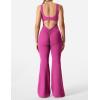 imageYEOREO Women Workout Scrunch Flare Jumpsuits Sexy Backless Butt Lift Gym Yoga JumpsuitsRose