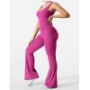 imageYEOREO Women Workout Scrunch Flare Jumpsuits Sexy Backless Butt Lift Gym Yoga JumpsuitsRose