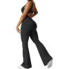 imageYEOREO Women Workout Scrunch Flare Jumpsuits Sexy Backless Butt Lift Gym Yoga JumpsuitsBlack