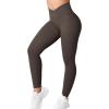 imageYEOREO Workout Leggings for Women Tummy Control Butt Lifting Leggings High Waisted Cross Waist Gym Yoga Compression PantsCoffee