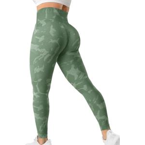 imageYEOREO Women Seamless Camo Animal Leggings High Waisted Gym Yoga Pants Green S