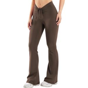 imageYEOREO Women Workout Scrunch Flare Leggings Drawstring No Front Seam Ericane Butt Lifting 315quot Gym Yoga LeggingsCoffee