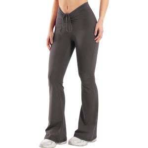 imageYEOREO Women Workout Scrunch Flare Leggings Drawstring No Front Seam Ericane Butt Lifting 315quot Gym Yoga LeggingsDark Grey