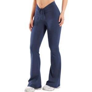 imageYEOREO Women Workout Scrunch Flare Leggings Drawstring No Front Seam Ericane Butt Lifting 315quot Gym Yoga LeggingsNavy