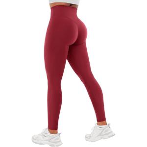 imageYEOREO Workout Leggings for Women Hidden Scrunch Tummy Control Leggings Agathia High Waisted Gym Yoga PantsAnkela Red