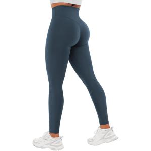 imageYEOREO Workout Leggings for Women Hidden Scrunch Tummy Control Leggings Agathia High Waisted Gym Yoga PantsBlue Green