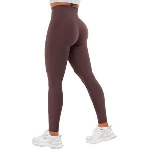 imageYEOREO Workout Leggings for Women Hidden Scrunch Tummy Control Leggings Agathia High Waisted Gym Yoga PantsBrown