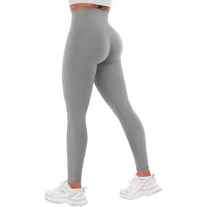 imageYEOREO Workout Leggings for Women Hidden Scrunch Tummy Control Leggings Agathia High Waisted Gym Yoga PantsLight Grey