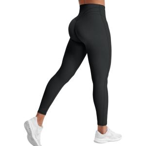 imageYEOREO Workout Leggings for Women Tummy Control Butt Lifting Leggings High Waisted Cross Waist Gym Yoga Compression PantsBlack