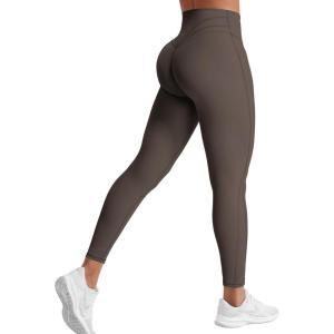 imageYEOREO Workout Leggings for Women Tummy Control Butt Lifting Leggings High Waisted Cross Waist Gym Yoga Compression PantsCoffee