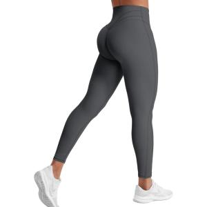 imageYEOREO Workout Leggings for Women Tummy Control Butt Lifting Leggings High Waisted Cross Waist Gym Yoga Compression PantsDark Grey