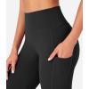 imageYEOREO Women Mini Flare Split Hem Leggings with Pockets Tummy Control Workout Leggings Anilnia Hidden Scrunch Gym Yoga PantsBlack