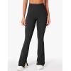 imageYEOREO Women Mini Flare Split Hem Leggings with Pockets Tummy Control Workout Leggings Anilnia Hidden Scrunch Gym Yoga PantsBlack