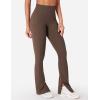 imageYEOREO Women Mini Flare Split Hem Leggings with Pockets Tummy Control Workout Leggings Anilnia Hidden Scrunch Gym Yoga PantsCoffee