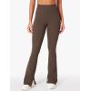 imageYEOREO Women Mini Flare Split Hem Leggings with Pockets Tummy Control Workout Leggings Anilnia Hidden Scrunch Gym Yoga PantsCoffee