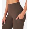 imageYEOREO Women Mini Flare Split Hem Leggings with Pockets Tummy Control Workout Leggings Anilnia Hidden Scrunch Gym Yoga PantsCoffee