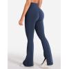 imageYEOREO Women Mini Flare Split Hem Leggings with Pockets Tummy Control Workout Leggings Anilnia Hidden Scrunch Gym Yoga PantsDark Blue