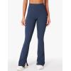 imageYEOREO Women Mini Flare Split Hem Leggings with Pockets Tummy Control Workout Leggings Anilnia Hidden Scrunch Gym Yoga PantsDark Blue