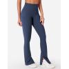 imageYEOREO Women Mini Flare Split Hem Leggings with Pockets Tummy Control Workout Leggings Anilnia Hidden Scrunch Gym Yoga PantsDark Blue