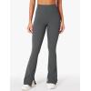 imageYEOREO Women Mini Flare Split Hem Leggings with Pockets Tummy Control Workout Leggings Anilnia Hidden Scrunch Gym Yoga PantsDark Gray