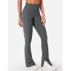 imageYEOREO Women Mini Flare Split Hem Leggings with Pockets Tummy Control Workout Leggings Anilnia Hidden Scrunch Gym Yoga PantsDark Gray