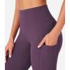 imageYEOREO Women Mini Flare Split Hem Leggings with Pockets Tummy Control Workout Leggings Anilnia Hidden Scrunch Gym Yoga PantsPurple