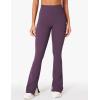 imageYEOREO Women Mini Flare Split Hem Leggings with Pockets Tummy Control Workout Leggings Anilnia Hidden Scrunch Gym Yoga PantsPurple