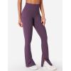 imageYEOREO Women Mini Flare Split Hem Leggings with Pockets Tummy Control Workout Leggings Anilnia Hidden Scrunch Gym Yoga PantsPurple