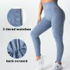 imageYEOREO Amplify Leggings for Women Seamless Scrunch Leggings Butt Lifting Gym High Waisted Athletic LeggingsGrey Blue Marl