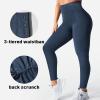 imageYEOREO Amplify Leggings for Women Seamless Scrunch Leggings Butt Lifting Gym High Waisted Athletic LeggingsNavy Cyan Marl