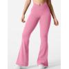 imageYEOREO Kalie Flare Scrunch Leggings for Women V Cross Waist Bell Bottom Yoga Pants Tummy Control Bootcut Workout LeggingsBegonia Pink