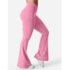 imageYEOREO Kalie Flare Scrunch Leggings for Women V Cross Waist Bell Bottom Yoga Pants Tummy Control Bootcut Workout LeggingsBegonia Pink