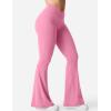 imageYEOREO Kalie Flare Scrunch Leggings for Women V Cross Waist Bell Bottom Yoga Pants Tummy Control Bootcut Workout LeggingsBegonia Pink