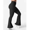 imageYEOREO Kalie Flare Scrunch Leggings for Women V Cross Waist Bell Bottom Yoga Pants Tummy Control Bootcut Workout LeggingsBlack