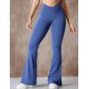 imageYEOREO Kalie Flare Scrunch Leggings for Women V Cross Waist Bell Bottom Yoga Pants Tummy Control Bootcut Workout LeggingsBlue