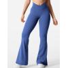 imageYEOREO Kalie Flare Scrunch Leggings for Women V Cross Waist Bell Bottom Yoga Pants Tummy Control Bootcut Workout LeggingsBlue