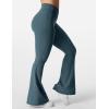 imageYEOREO Kalie Flare Scrunch Leggings for Women V Cross Waist Bell Bottom Yoga Pants Tummy Control Bootcut Workout LeggingsBlue Green