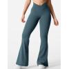 imageYEOREO Kalie Flare Scrunch Leggings for Women V Cross Waist Bell Bottom Yoga Pants Tummy Control Bootcut Workout LeggingsBlue Green