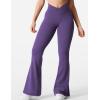 imageYEOREO Kalie Flare Scrunch Leggings for Women V Cross Waist Bell Bottom Yoga Pants Tummy Control Bootcut Workout LeggingsBlue Purple