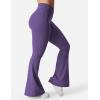 imageYEOREO Kalie Flare Scrunch Leggings for Women V Cross Waist Bell Bottom Yoga Pants Tummy Control Bootcut Workout LeggingsBlue Purple