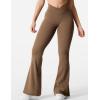 imageYEOREO Kalie Flare Scrunch Leggings for Women V Cross Waist Bell Bottom Yoga Pants Tummy Control Bootcut Workout LeggingsBrown
