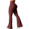 imageYEOREO Kalie Flare Scrunch Leggings for Women V Cross Waist Bell Bottom Yoga Pants Tummy Control Bootcut Workout LeggingsBurgundy