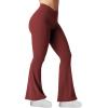 imageYEOREO Kalie Flare Scrunch Leggings for Women V Cross Waist Bell Bottom Yoga Pants Tummy Control Bootcut Workout LeggingsBurgundy