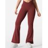 imageYEOREO Kalie Flare Scrunch Leggings for Women V Cross Waist Bell Bottom Yoga Pants Tummy Control Bootcut Workout LeggingsBurgundy