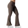 imageYEOREO Kalie Flare Scrunch Leggings for Women V Cross Waist Bell Bottom Yoga Pants Tummy Control Bootcut Workout LeggingsCoffee
