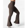 imageYEOREO Kalie Flare Scrunch Leggings for Women V Cross Waist Bell Bottom Yoga Pants Tummy Control Bootcut Workout LeggingsCoffee