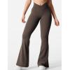 imageYEOREO Kalie Flare Scrunch Leggings for Women V Cross Waist Bell Bottom Yoga Pants Tummy Control Bootcut Workout LeggingsCoffee