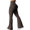 imageYEOREO Kalie Flare Scrunch Leggings for Women V Cross Waist Bell Bottom Yoga Pants Tummy Control Bootcut Workout LeggingsCoffee