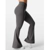 imageYEOREO Kalie Flare Scrunch Leggings for Women V Cross Waist Bell Bottom Yoga Pants Tummy Control Bootcut Workout LeggingsDark Grey